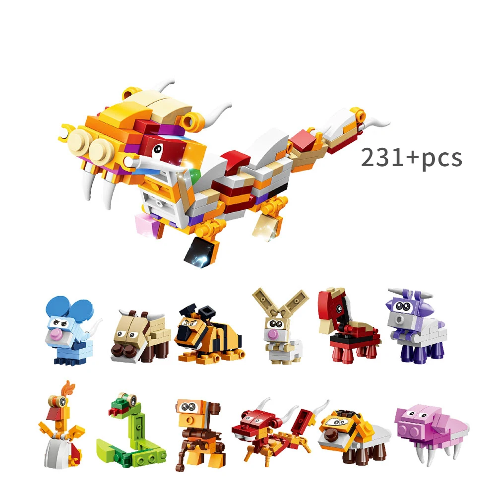 Animal Building Block Brick Set 12-in-1 Insects Sealife Elephant Assembled Toys Constructor Kid Educational Toy for ChildrenGift