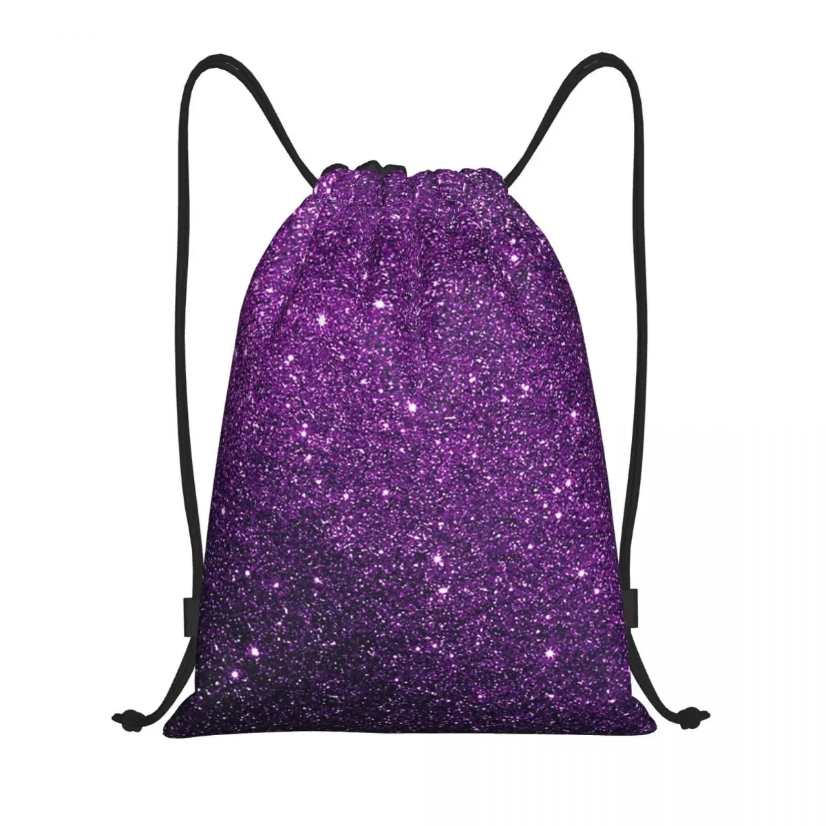 

Gradient Purple Glitter Pattern Backpacks Fashion Drawstring Bundle Pocket Storage Bag Book Bags for Man Woman School