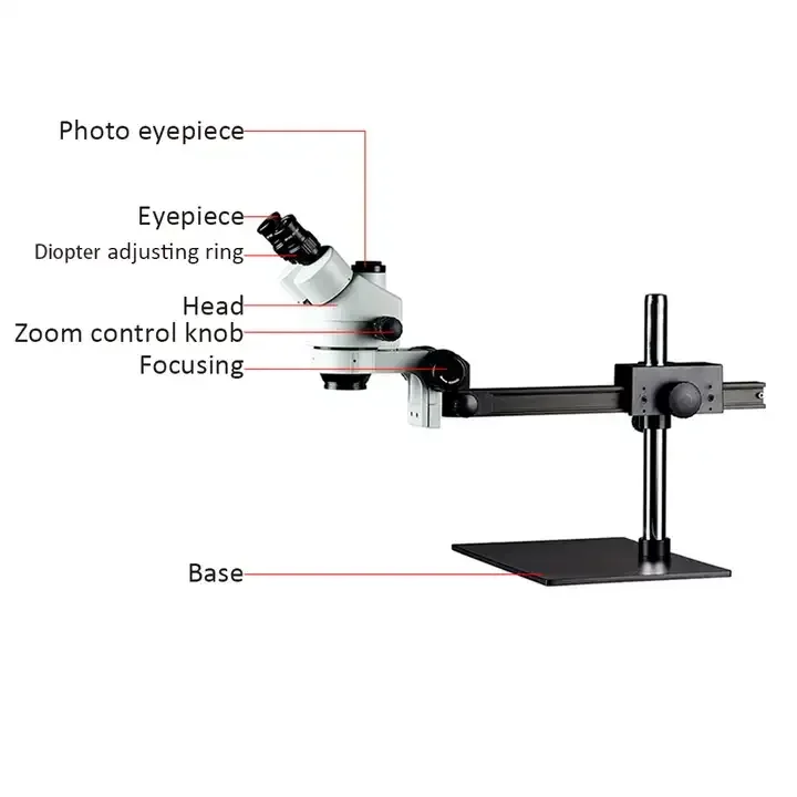 zoom trinocular stereo microscope 7X-45X jewelry appraisal laboratory electronic repair microscope