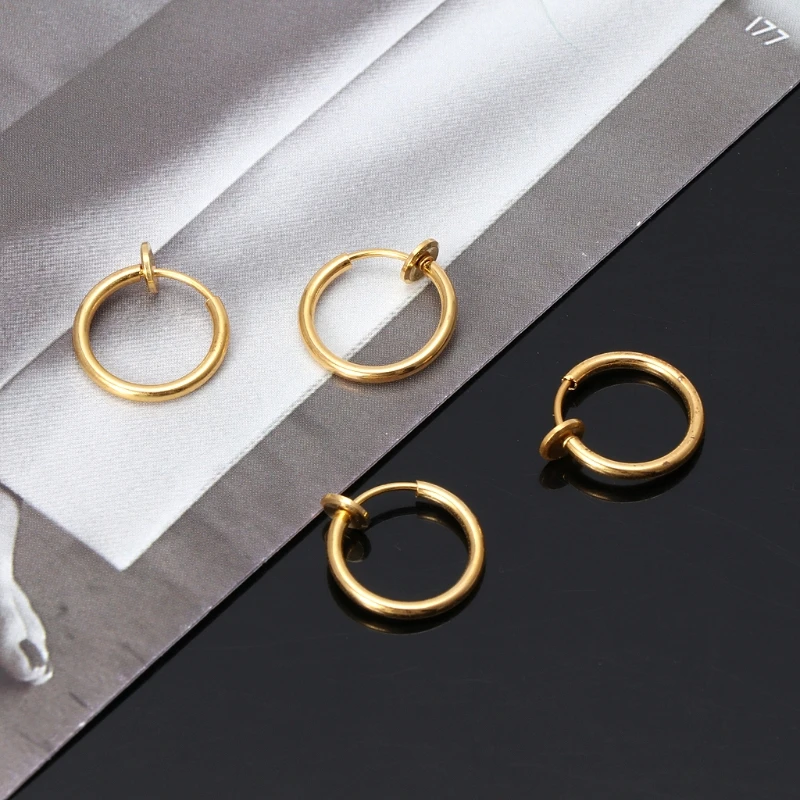 4x Fake Clip On Spring Nose Hoop Rings Earrings Non-Piercing Ear SeptumEyebrow