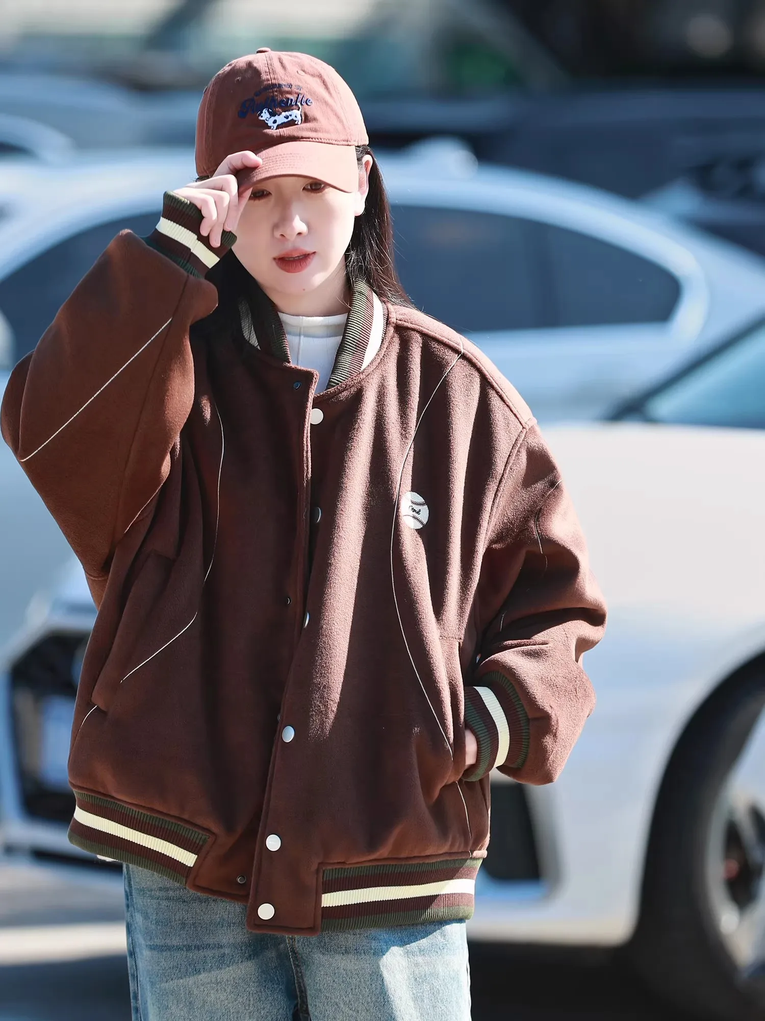 Jaet de algodón de béisbol de invierno para hombre, abrigo cálido informal holgado con sensación de diseño, abrigo para estudiante Sli