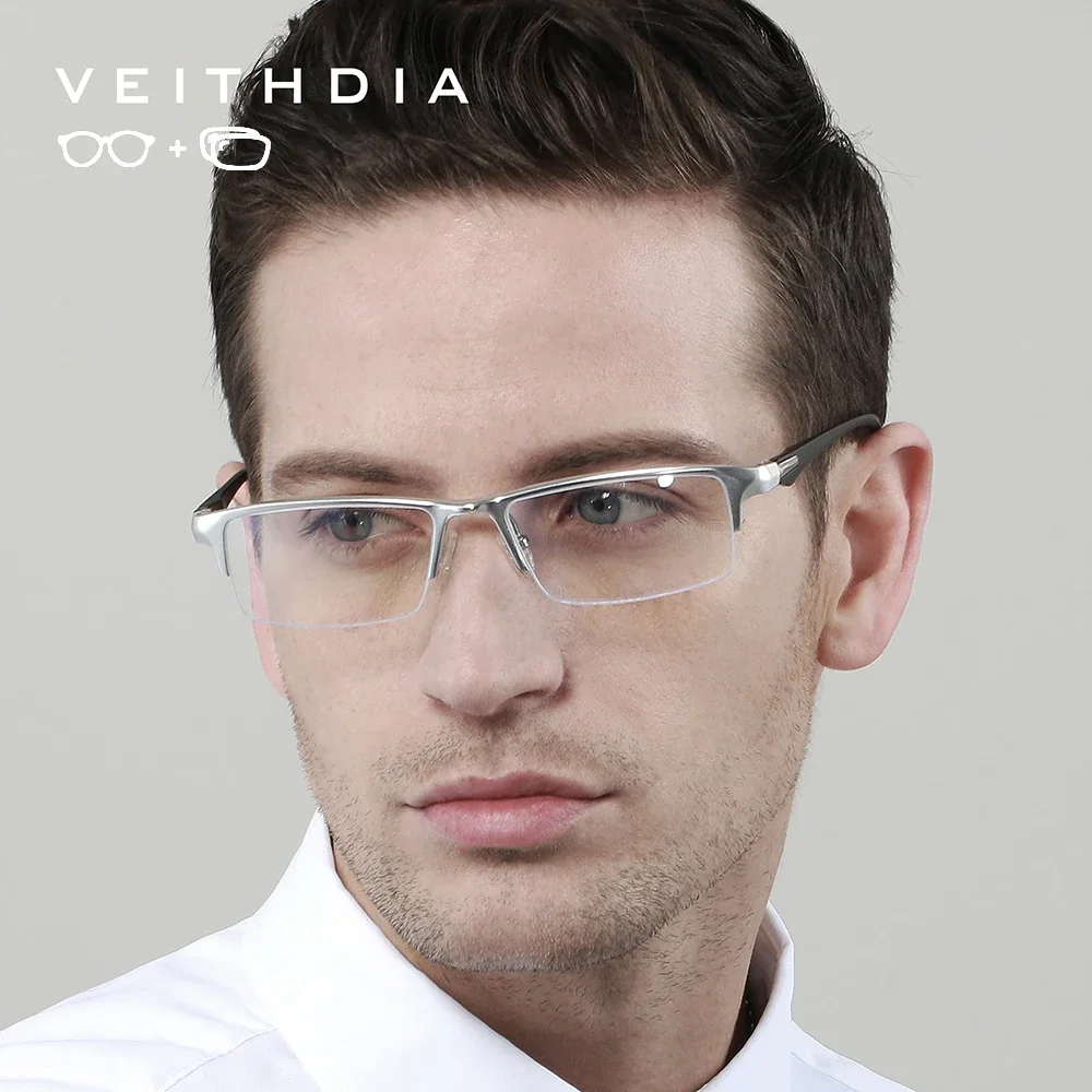 VEITHDIA New Arrival Unisex Custom Prescription Glasses Aluminum Progressive Myopia Glasses Optical Rectangle Eyeglasses VP08777