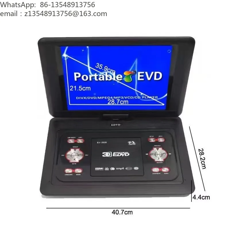 14.1 Inch Ultra-thin Portable DVD Player, HD Screen with TV Function, Mobile EVD Disc Media Player