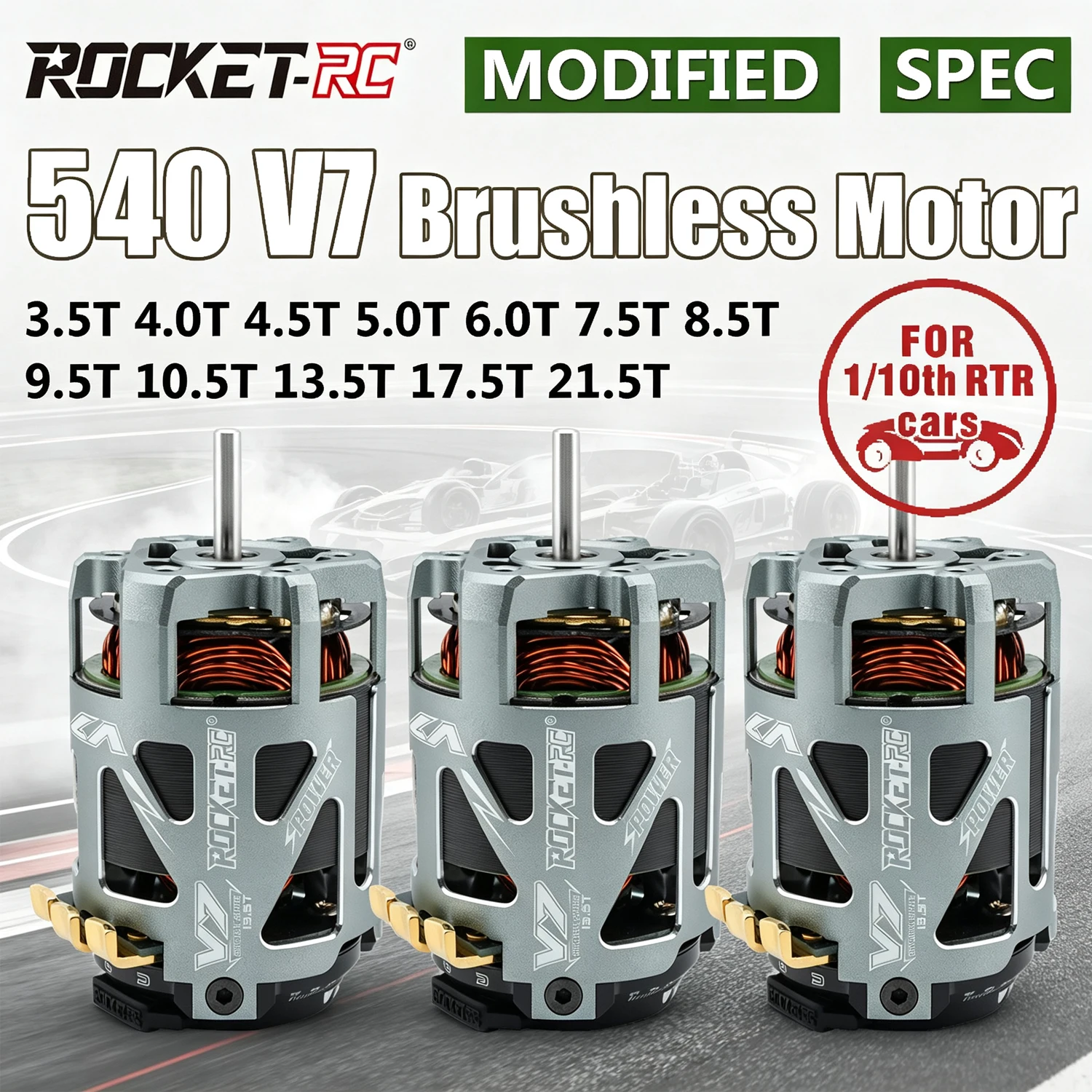 Rocket-RC 540 V7 Sensored Brushless Motor High Speed 5.5T 8.5T 10.5T 13.5T 17.5T 21.5T for 1/10 1/12 RC Drift Racing Competition
