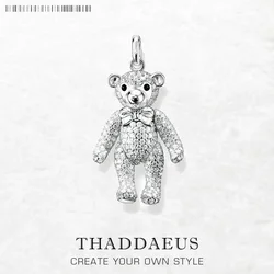 Pendant Teddy Bear,Spring New Pure 925 Sterling Silver Fine Jewelry Europe Bijoux Cute Accessories Gift For Women