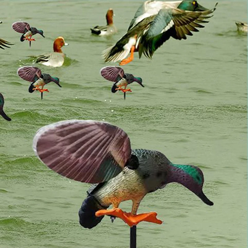 Realistic Hunting Bait Prop Remote Control Electric Green Head Flying Duck Garden Decoration Rotating Wings with Fake Duck Support