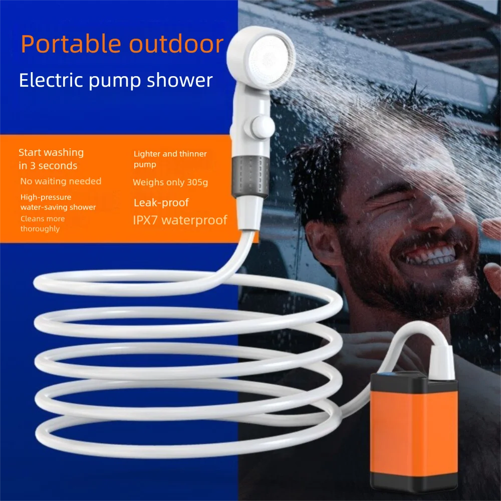 

New IPX7 Waterproof Electric Pump Shower LCD Screen Portable Shower Head Stand Movable Camping Shower Beach