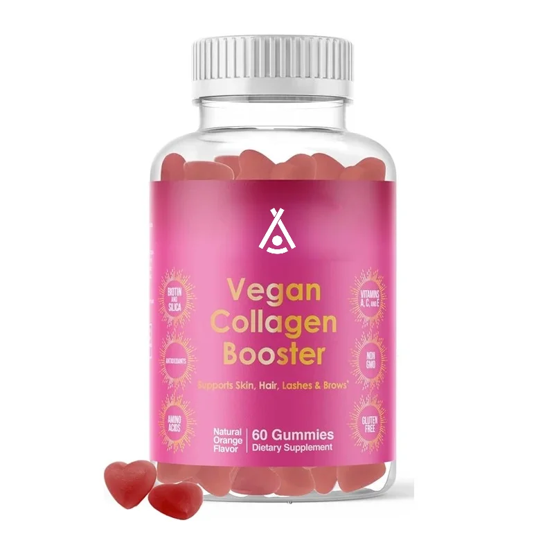 Vegetarian Collagen Gummies, Plant-based Collagen Containing Vitamins A, C, and E - Collagen Boosters Suitable for Skin and Hair