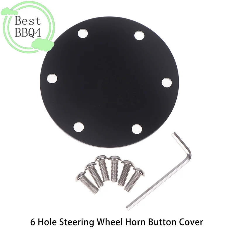 (BBQ4)Aluminum 6 Hole Steering Wheel Horn Button Delete Plate Cover 3.35