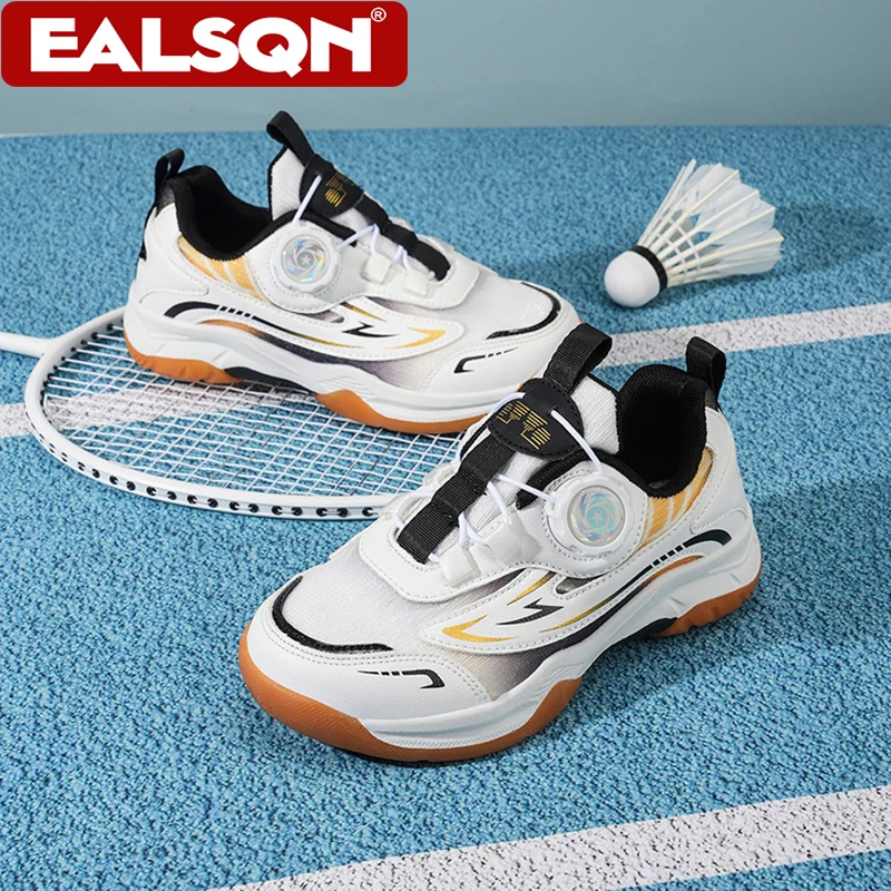 Teenager Professional Badminton Tennis Shoes Kids Boys Rotating Button Sneakers Breathable Anti‑Slip Sport Athletic Footwear