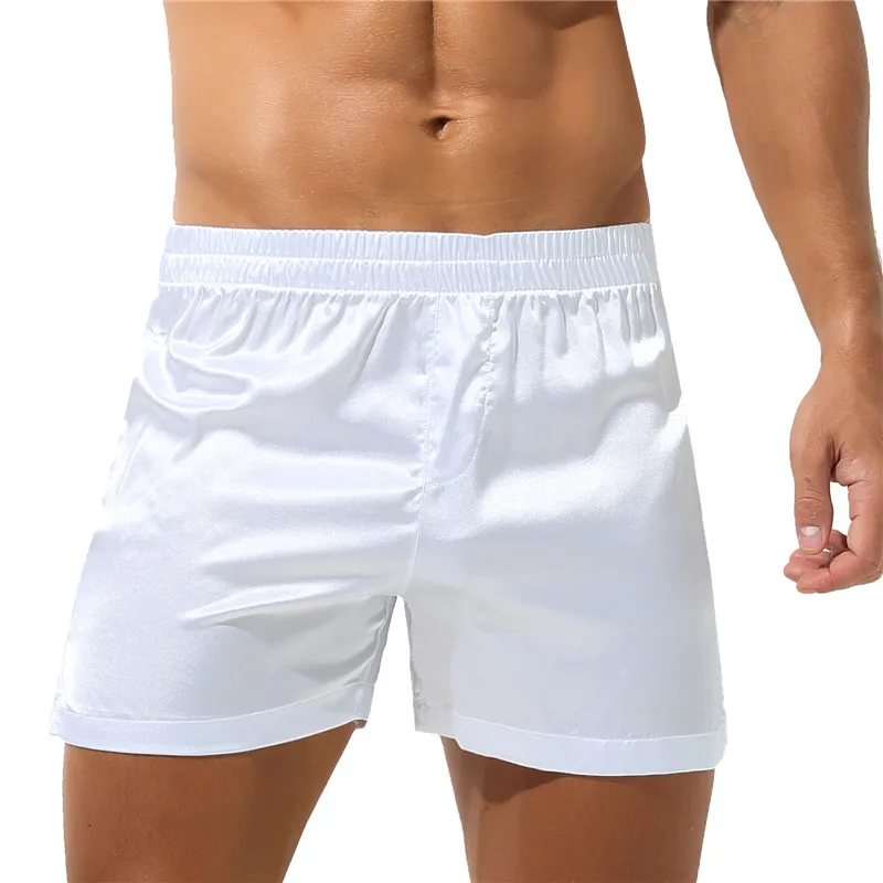 New Mens Casual Shorts Silk Satin Breathable Sleep Bottoms Summer Male Soft Comfortable Loose Homewear Lounge Pant Pajama Shorts