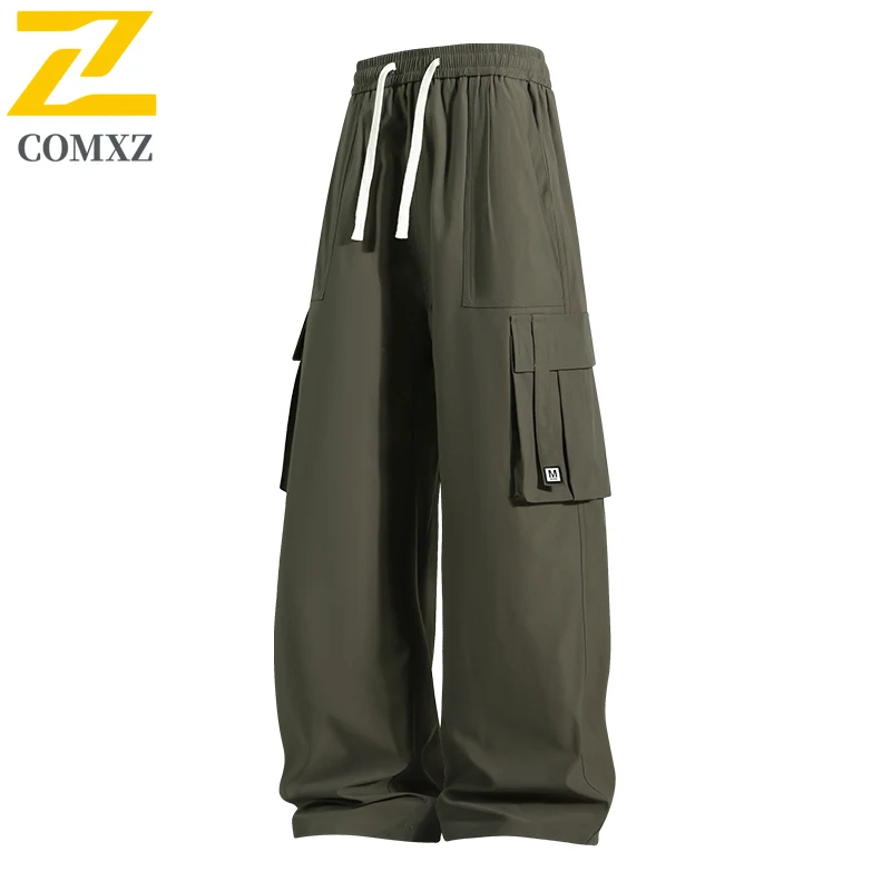 

Men Cargo Pants Retro Japanese Style Spring-Autumn Waterproof Windproof Loose Fit Streetwear Multi-Pocket Sports Trousers Long