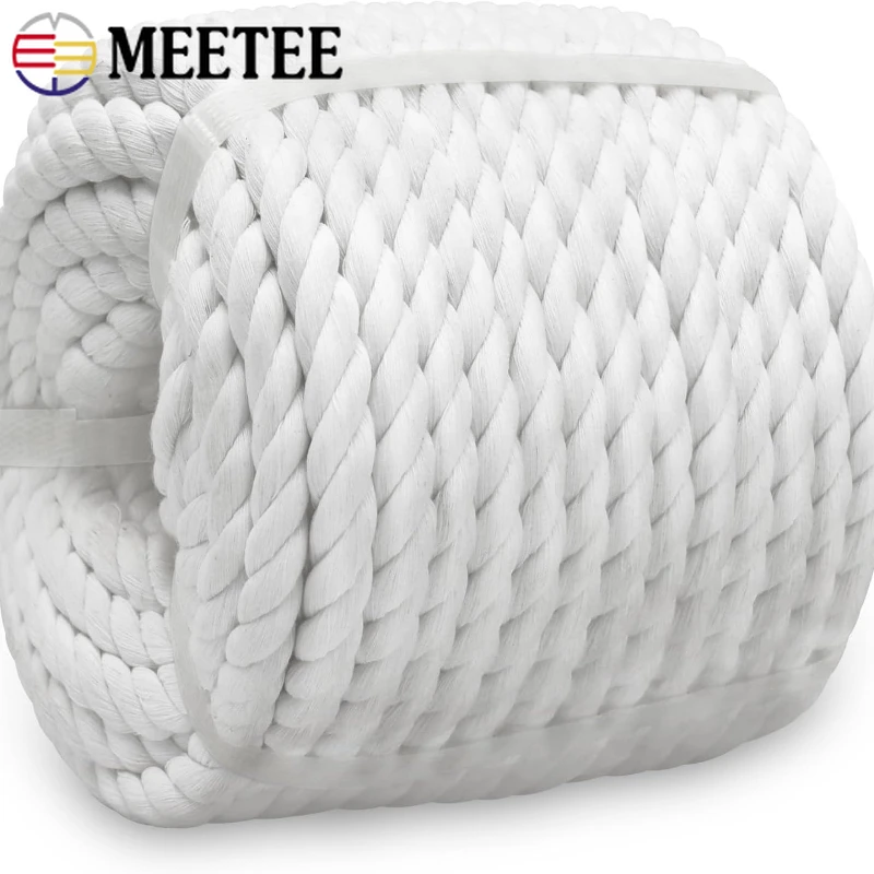 

5M 5-20mm White Macrame Cotton Rope Sewing 3 Shares Twisted Cord for Bag Basket Braided Drawstring Ropes DIY Clothes Accessories