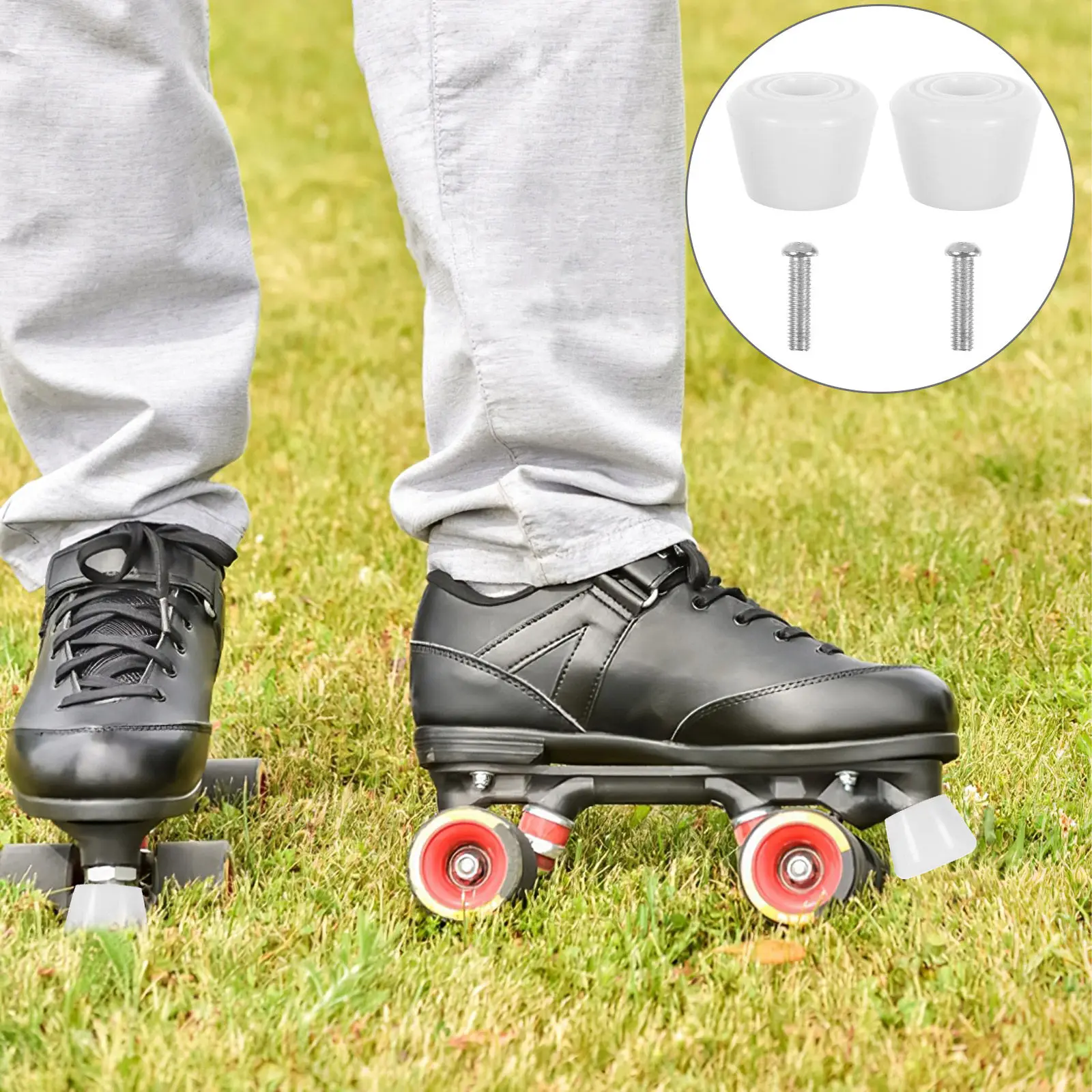 

2Pcs Roller Skate Stops Plastic Toe Stoppers Mechanism Shock Absorption Safety Replacement Roller Skates Stopper