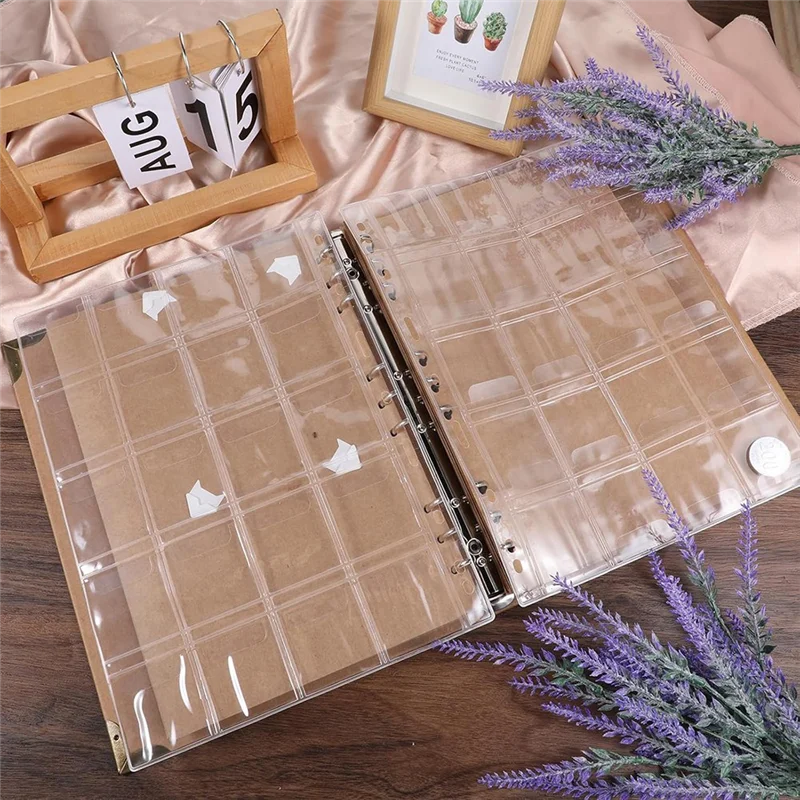 Coin Collection Pages 4 Sheets 20 Pocket Clear PVC Insert Sleeves, 9 Hole Binder Protectors With Binder Inserts