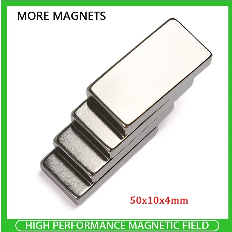 

10PCS 50x10x4mm Powerful Magnets Long Sheet Permanent Magnet 50x10x4 mm N35 Super Strong Neodymium Magnet NdFeB 50*10*4 mm