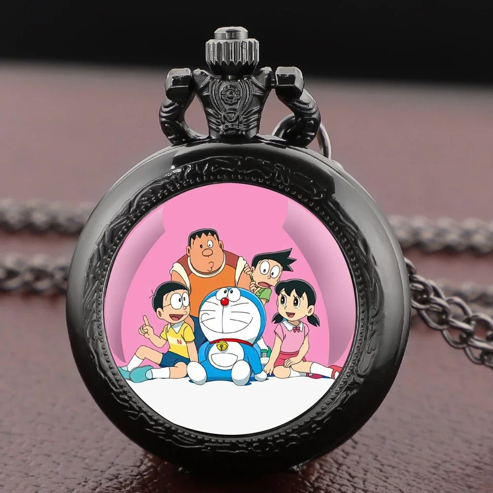 قلادة ساعة جيب على شكل قبة زجاجية عتيقة من الرسوم المتحركة - ساعة قلادة على شكل سلسلة، هدية مثالية للأطفال والرجال والنساء