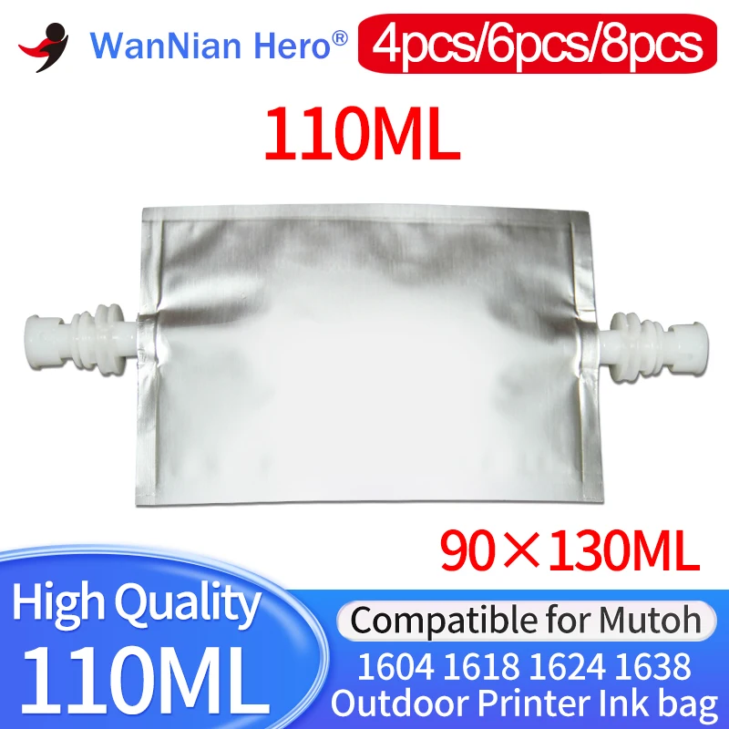 Saco do cartucho da tinta da impressora, saco da folha de alumínio, 2 nível Sub azul, Mutoh VJ1604, VJ1604W, VJ1638, VJ1624, VJ1618, 90mm x 130mm, 4-10 PCes