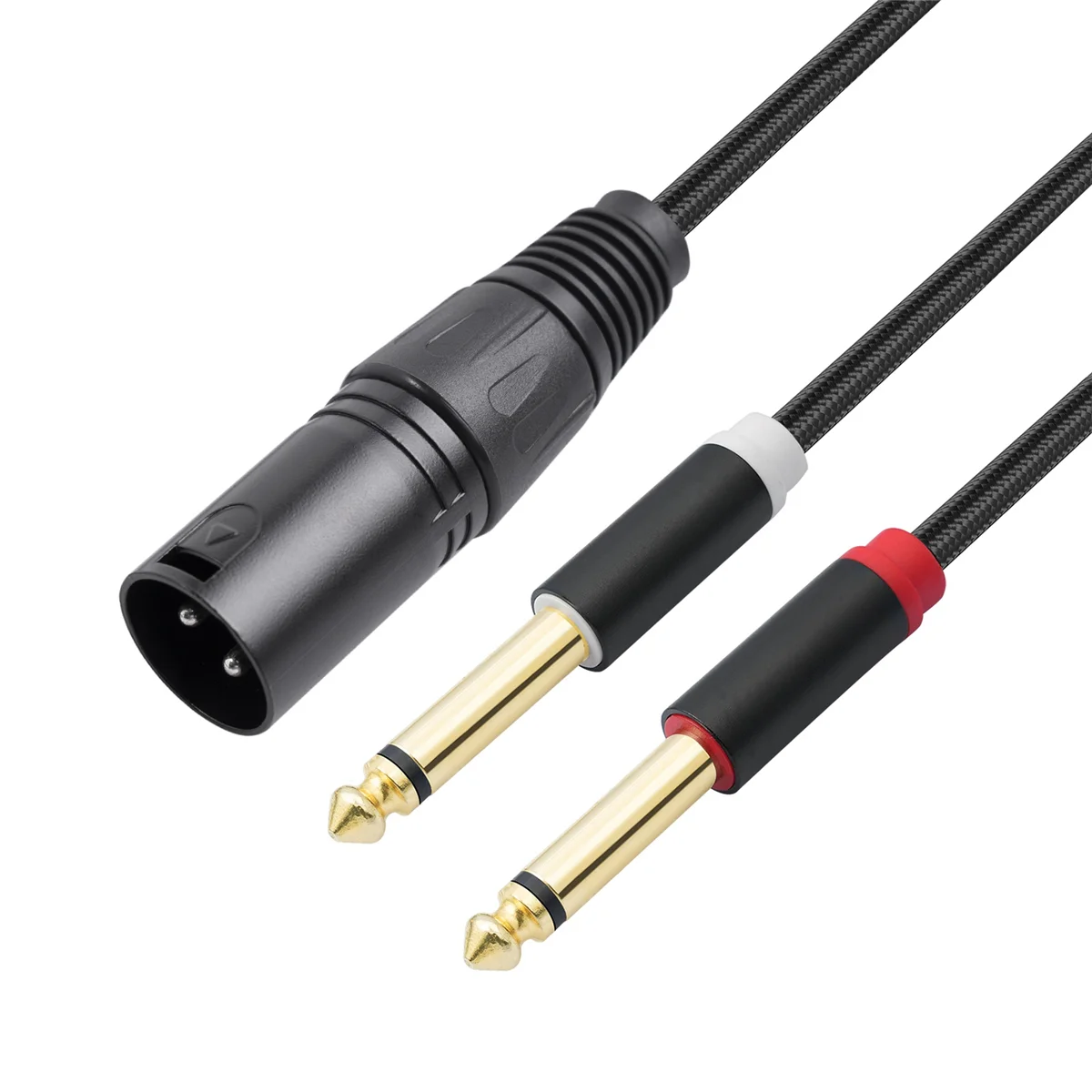 XLR Male to Dual 6.35mm Plug Audio Microphone Cable Microphone Cable Adapter Y-Splitter 1m