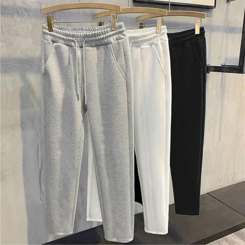 

Spring Autumn Sweatants Versatilele Casual Pants Men Korean Loose Streetwear Simple Trousers Straight Leg Cropped