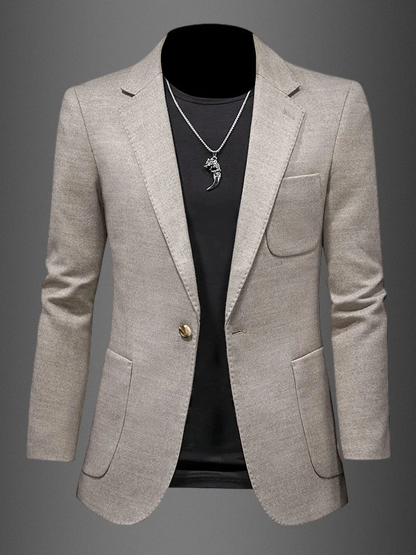 

Thickened Business Casual Men's Suit Winter Fashion Urban Style Large Size Coat Warm Standard Fit Pure Color Double Slit