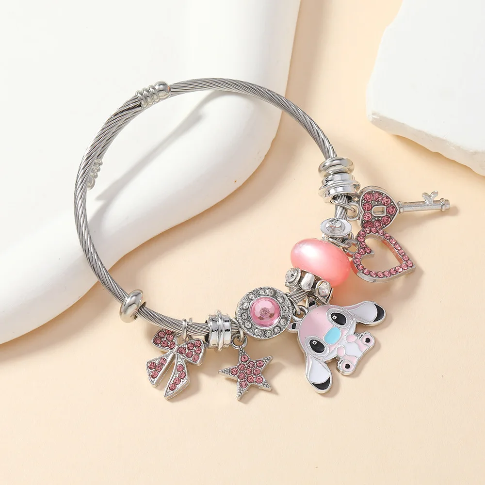 Il nuovo simpatico braccialetto Stilt di Miniso per donna, ciondolo con diamanti intarsiati, braccialetto aperto con catena in osso di serpente, moda