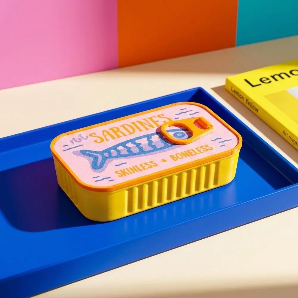 3D Printed Sardine Tin Jewelry Box Multi Functional Durable Jewelry Display Organizer Decorative Creative