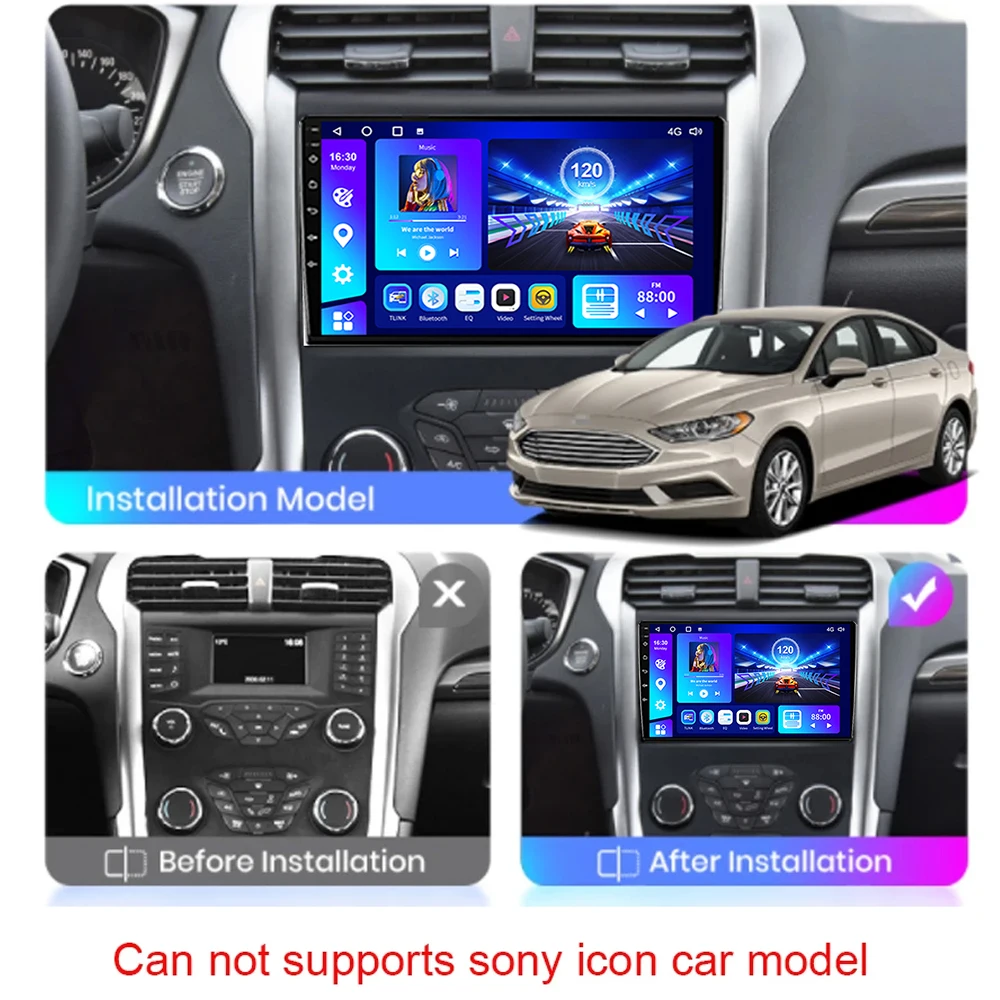 EKIY Android Head Unit For Ford Mondeo 2012-2014 2 Din Car Radio Stereo 4G WIFI BT GPS Maps Carplay Auto Multimedia Video