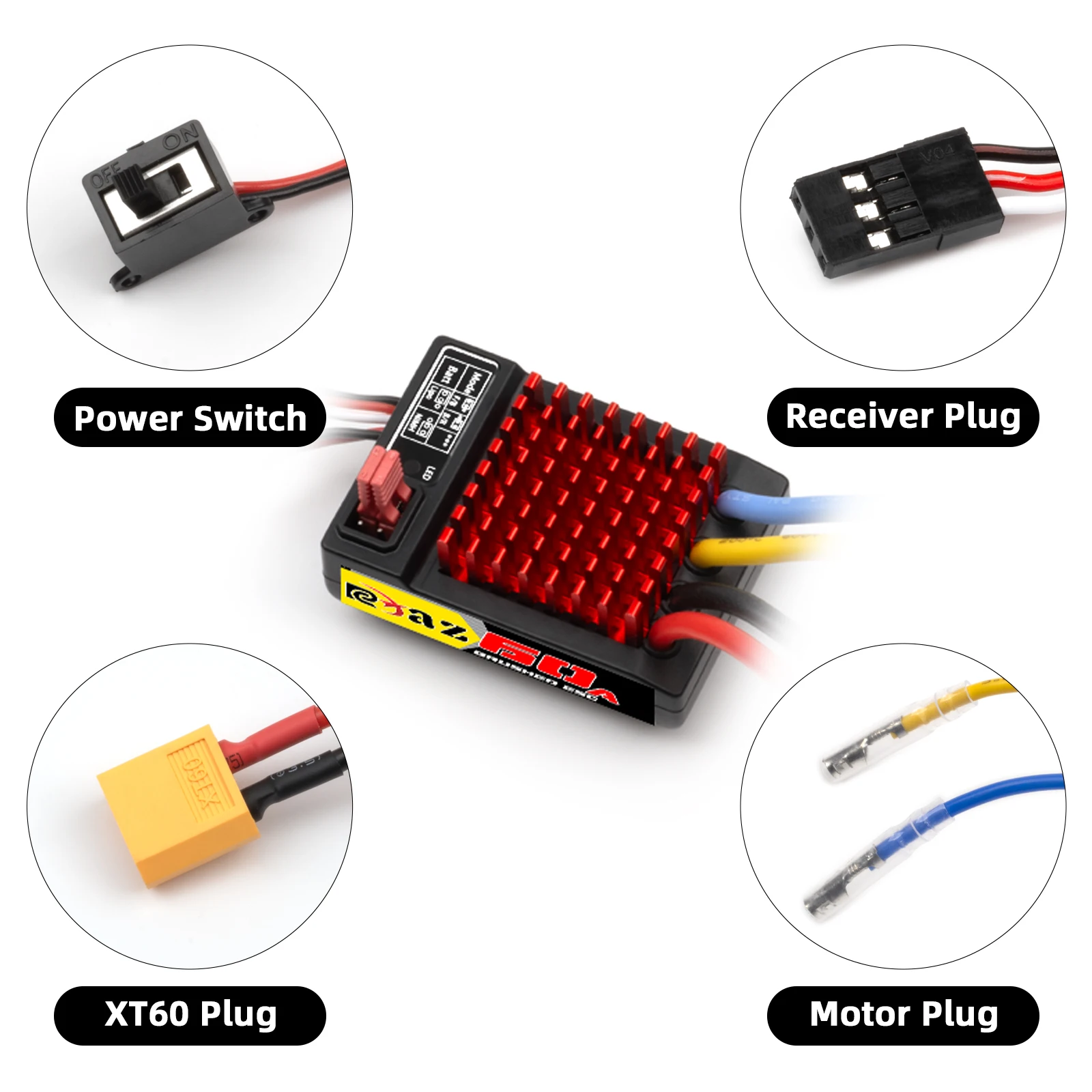 Controlador electrónico de velocidad cepillado RC resistente al agua 60A ESC para 1/10 1/12 RC Car Rock Crawler Boat Axial SCX10 TRX4 TRX6 CC01 D90