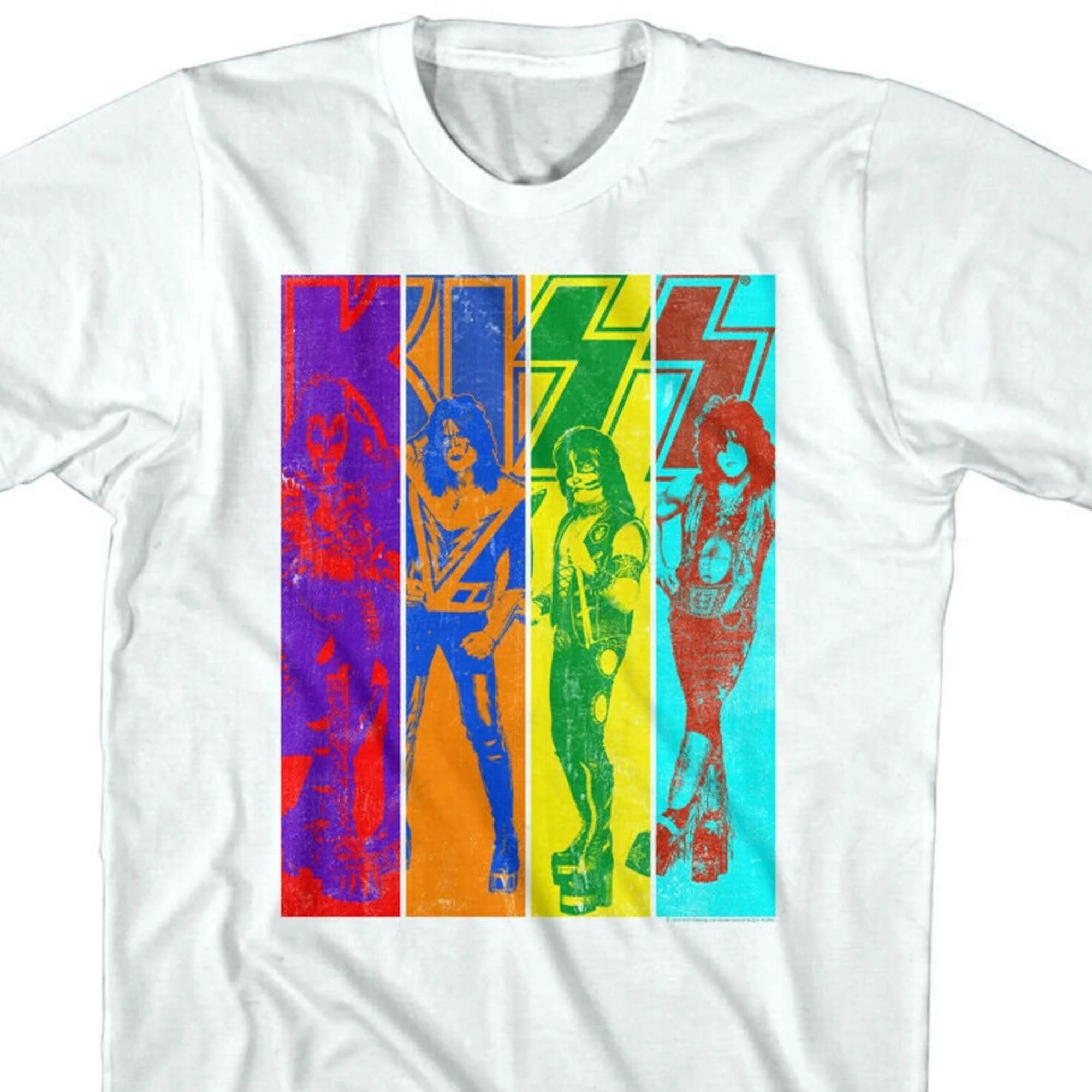 KISS Band Men's TShirt Glam Rock Color Block Graphic Tee Big and Tall Sizes Retro Vintage Heavy Metal Album Concert Tour