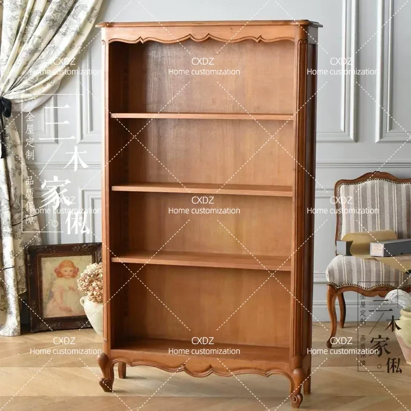 Solid Wood Bookcase Living Room Floor Storage Cabinet Integrated Shelving Unit No Assembly Required Customizable Design