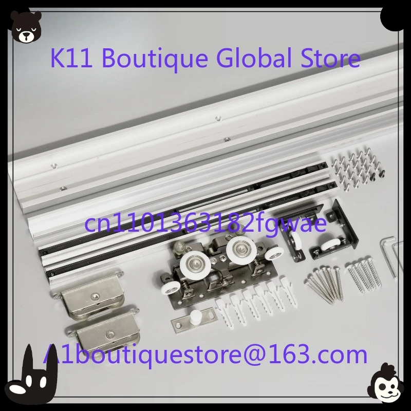 Two-way buffer trackless ghost door invisible track bedroom kitchen partition sliding wooden door hanging slide rail hardware