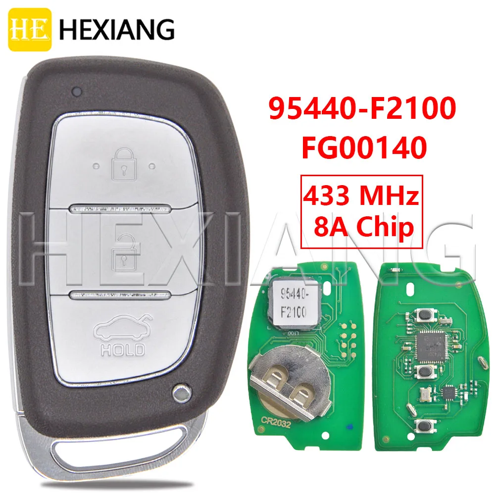 DR FG00140 95440-F2100 8A Chip 433MHz Keyless Go Car Remote Key For Hyundai Elantra 2016 2017 2018