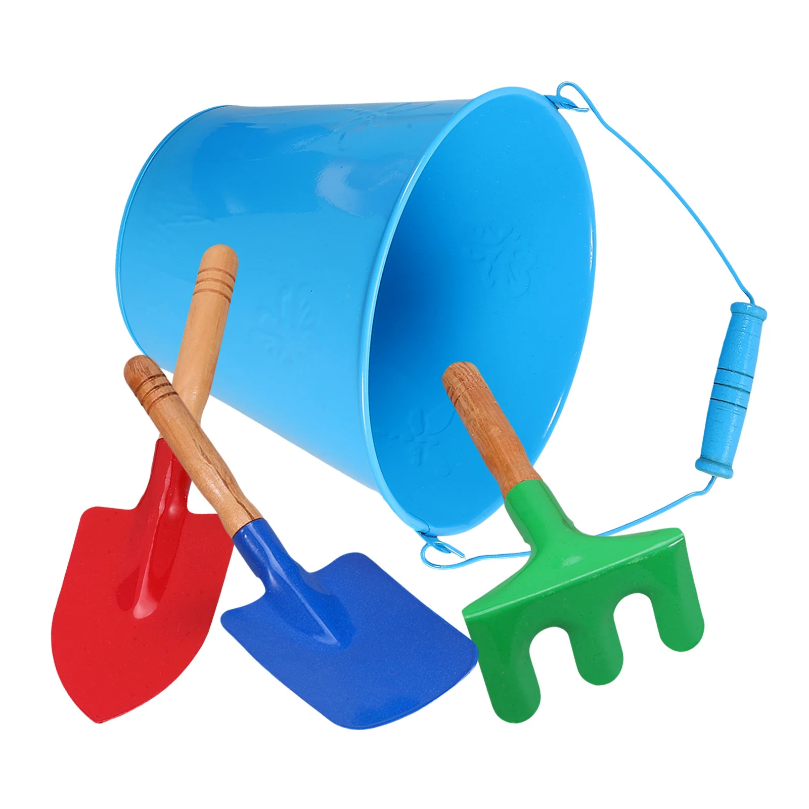 

Iron Bucket Set Summer Toys for Kids Dig Sand Beach Children Plastic Wood Shovels Playthings