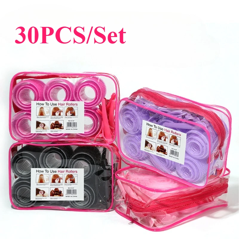

30pcs/set Self Grip Heatless Hair Curling Roller Hair Curlers DIY Hair Styling Accessories For Women