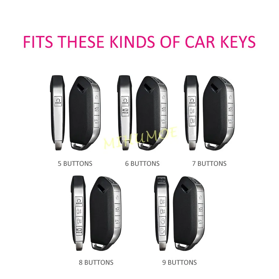 Metal Leather Car Key Fob Case Cover Keychain Ring For Kia Sorento EV9 K5 GT Telluride Carnival Tasman Picanto 5 6 7 8 9 Button