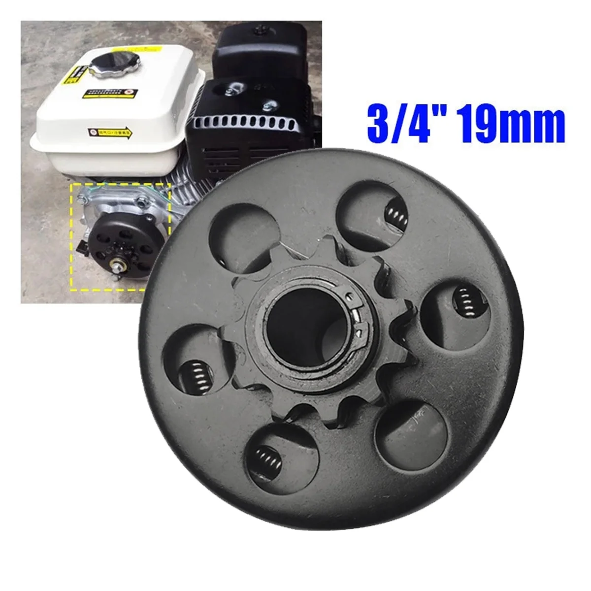 Centrifugal Automatic Clutch Tooth 10 Teeth 19.05mm Kart Clutch with 420 Chain for GO Kart-Fun Karting Minibike Engine