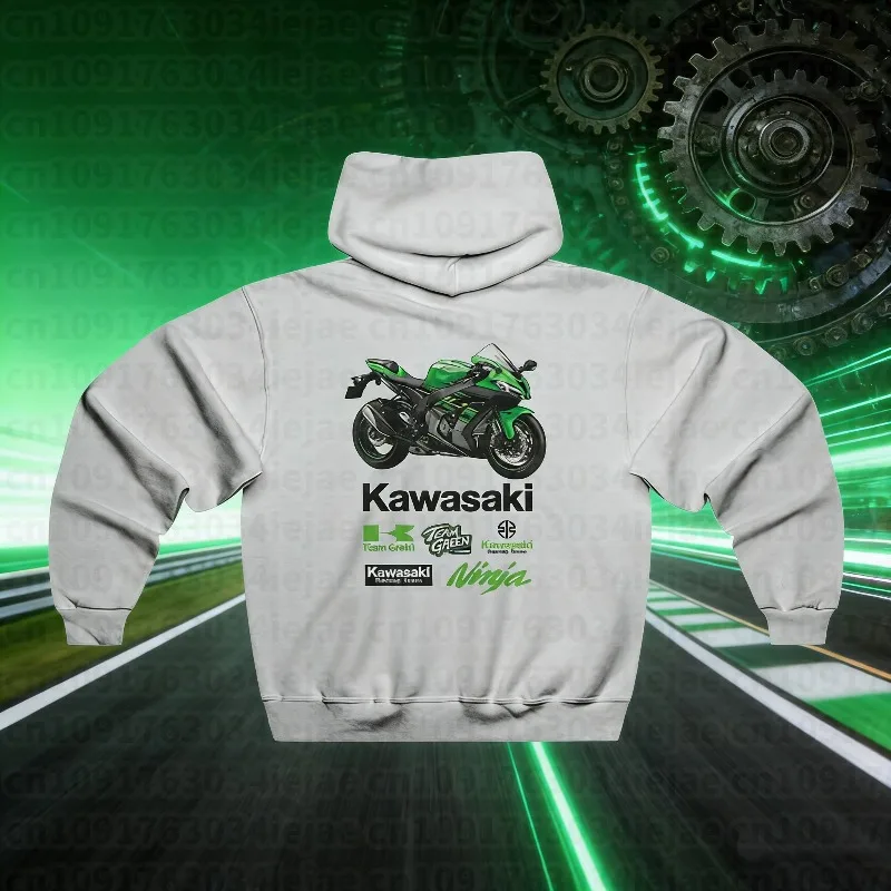 

Свитшот Kawasaki, мотоциклетная униформа, худи оверсайз, унисекс, мужская одежда, экстремальные виды спорта, детский гоночный костюм, высококачественная мужская одежда
