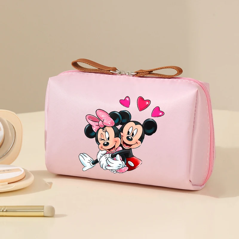 Disney Mickey Mouse Makeup Pouch Women Anime Cartoon Minnie Figures Cosmetic Bag Storage Bags Travel Washing Portable Handbag