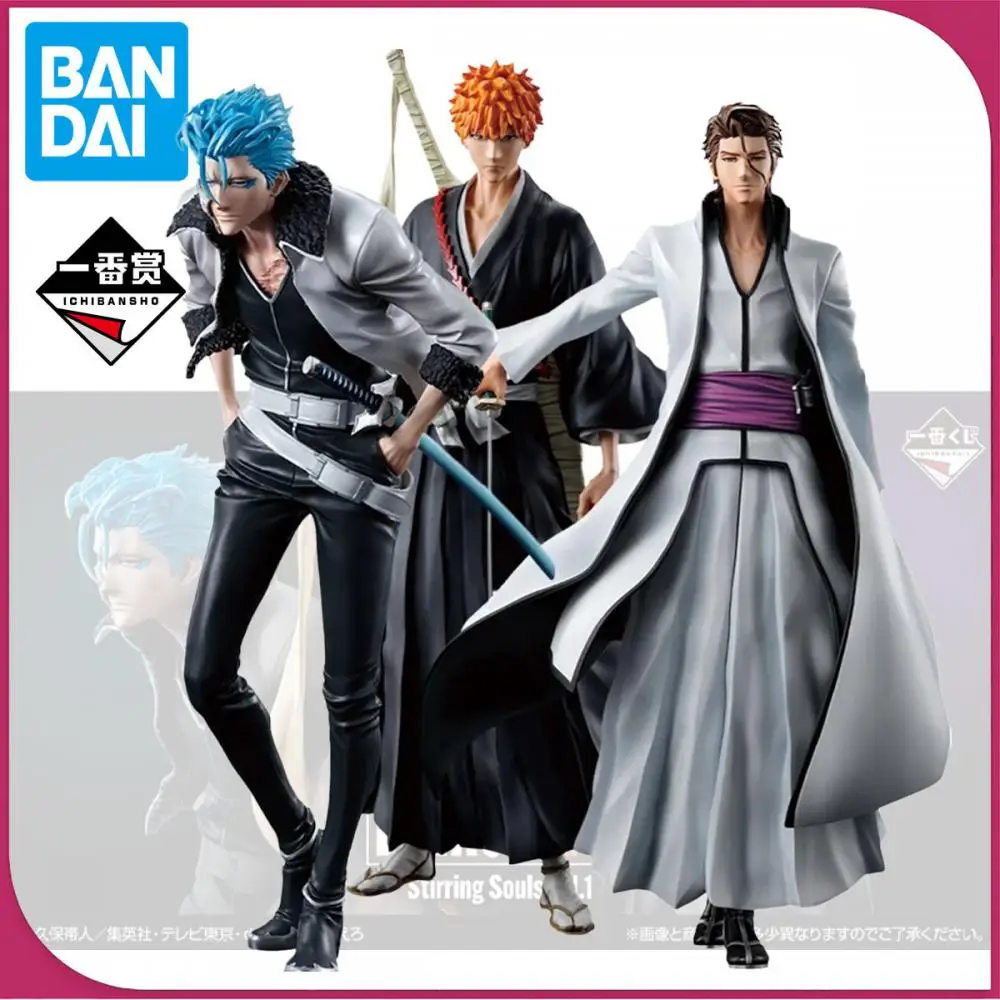 En Stock Bandai Ichiban Bleach Aduty Soul Reaper Ichigo Kurosaki Grimmjow Aizen Sousuke figura 25cm Anime modelo de acción juguetes niño