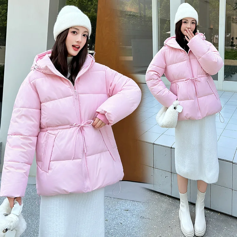 Winter Parkas Women Down Cotton-padded Jacket Loose Hooded Winter Coats Student Outerwear Thicke Warm Mid Length Puffer Overcoat