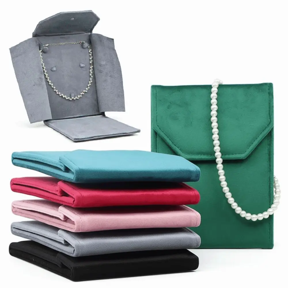 

Velvet Material Velvet Jewelry Pouch Foldable Design Soft Lining Necklace Organizer Bag Snap Button Closure Jewelry Storage Bag