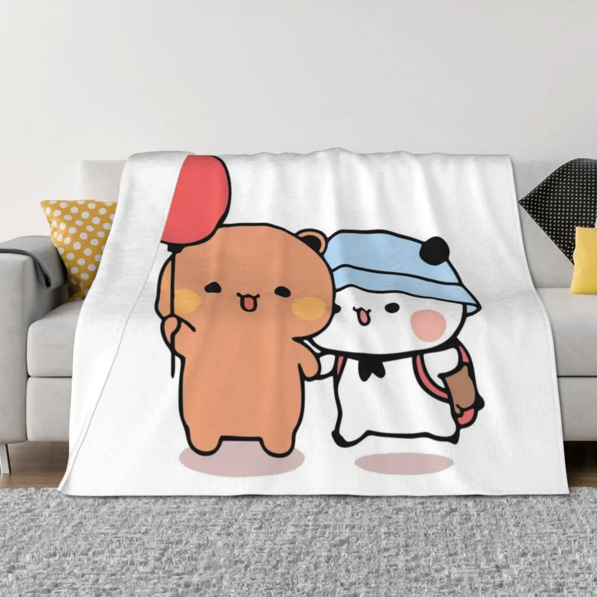 

PANDA BEAR, bubu and dudu hugs love balloon Throw Blanket Warm Comforter Camping Kid'S Blankets