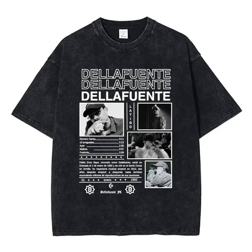 

Рэпер Dellafuente, большие футболки с графическим рисунком, винтажная мужская и женская одежда, футболка в стиле хип-хоп в стиле ретро, повседневные хлопковые футболки