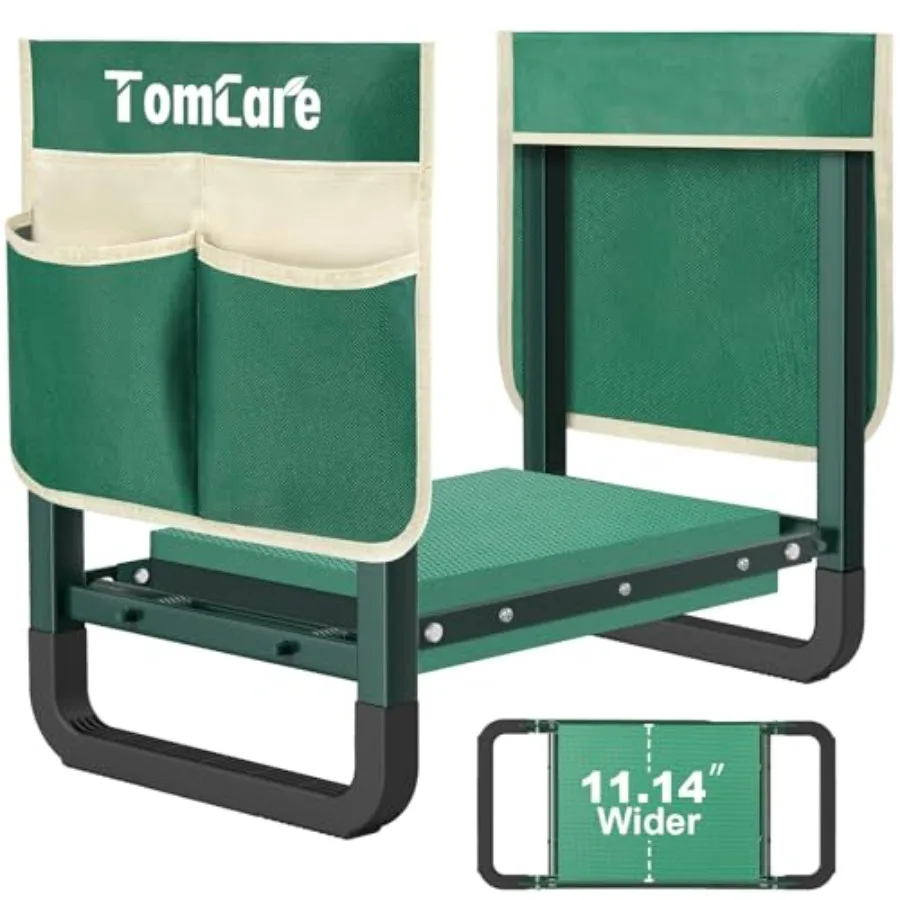 

Garden Kneeler and Seat for outdoor use, polypropylene with foam padding, green, wider 11.14 design, heavy-duty foldable with 2