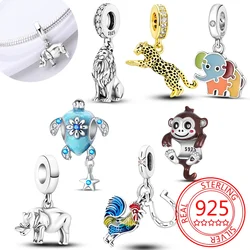 925 Sterling Silver Lion Rhino Charm Pendant Beads Fit Charms Silver 925 Original Bracelet for Women Jewelry Making Gift