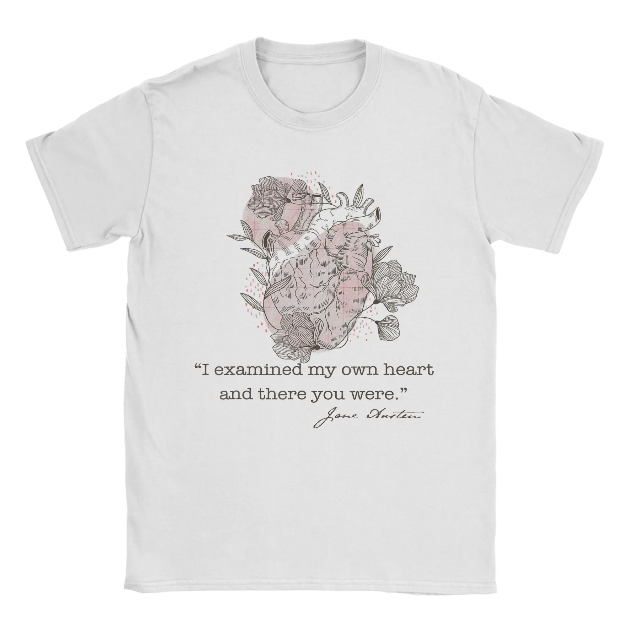Pride and Prejudice Austen Meme T-Shirt for Men Examined My Heart 100% Cotton Tee Shirt Short Sleeve T Shirt Plus Size Clothes