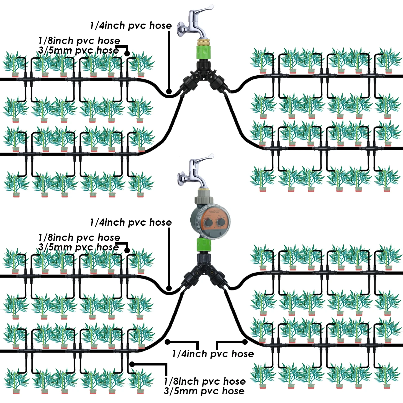 KESLA الحنفية محول خرطوم 2-Way 4-Way الفاصل محول موصل 1/2 ''3/4'' إلى 1/4 ''3/8'' 16 مللي متر الأنابيب اذع أنابيب حديقة أداة #3