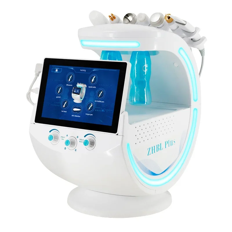 New 7 in 1 Smart Ice Blue Plus Oxygen dermabrasion Bubble Machine Professional Face Machine Lifting Ultrason