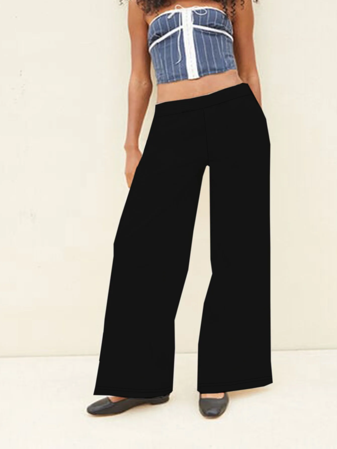 

new autumn street style women's plus-size fashion style solid color wide-legged nine-point pants.